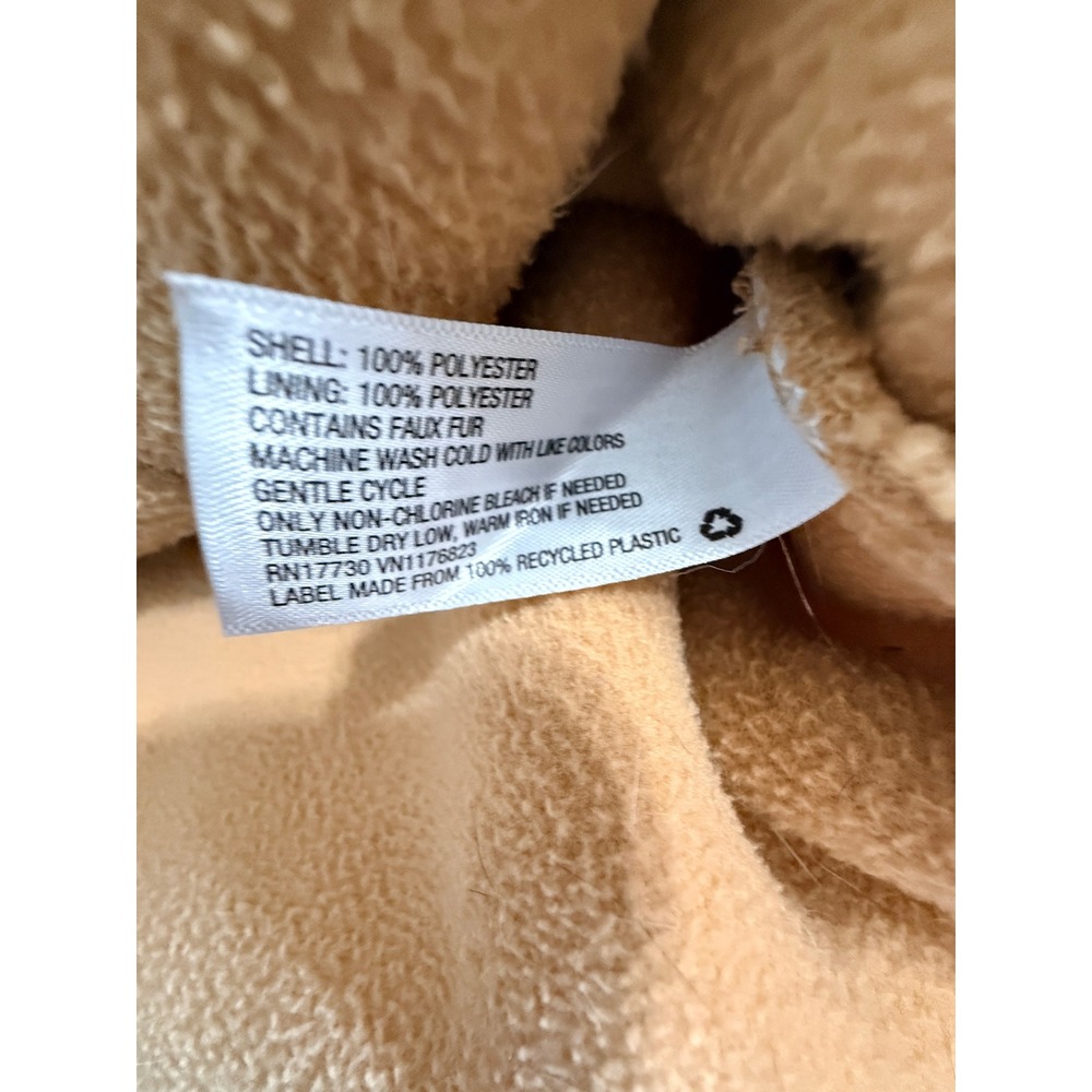 JoyLab Pullover Women M Brown Sherpa Faux Fur Quarter‎ Zip Kangaroo Pocket Cozy - Picture 3 of 7